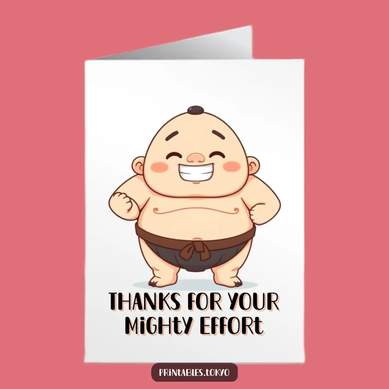 Free Printable Thank You Card: Sumo Wrestler - Grateful Downloadable Gift!