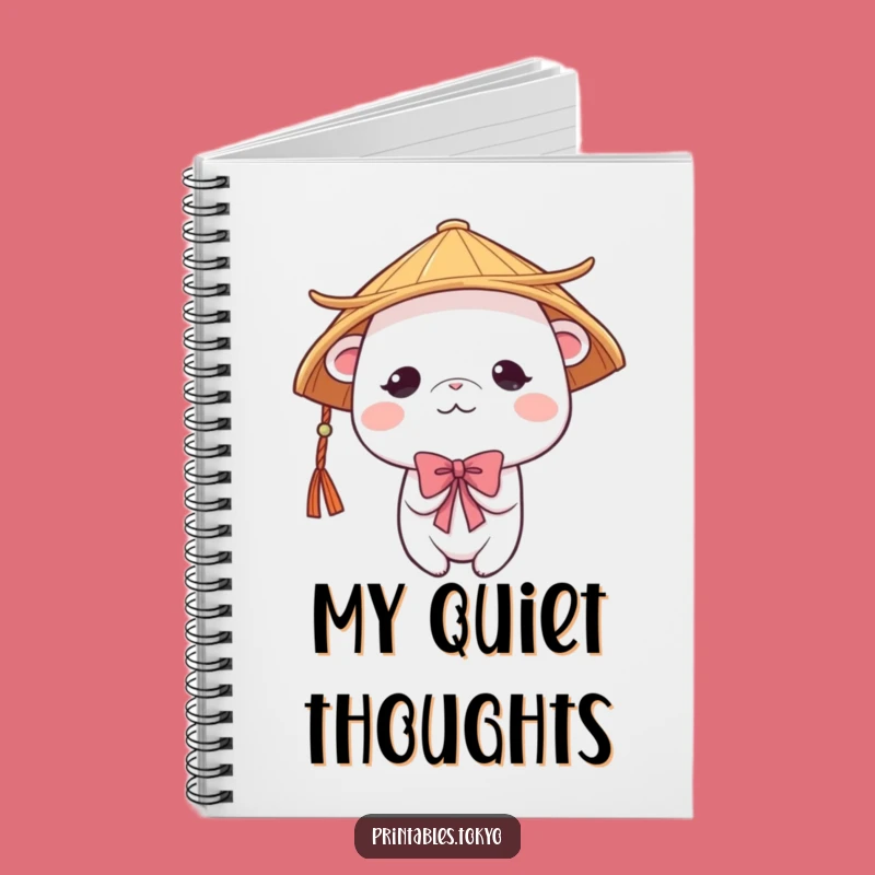 Funny Shy Creature Japanese Hat Notebook - Jot Down Ideas with Gentle Style