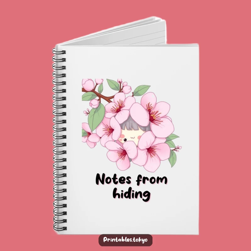 Funny Cherry Blossom Notebook - Playful Character Spring Journal Gift