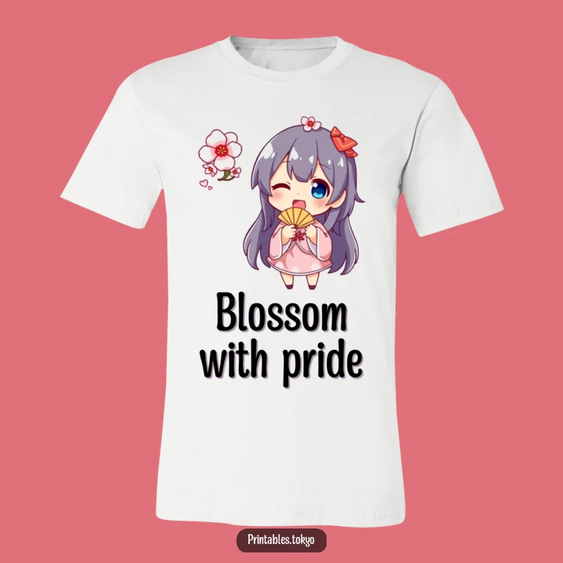 Funny Cherry Blossom Fan T-Shirt: Adorable Character Apparel, Great Gift