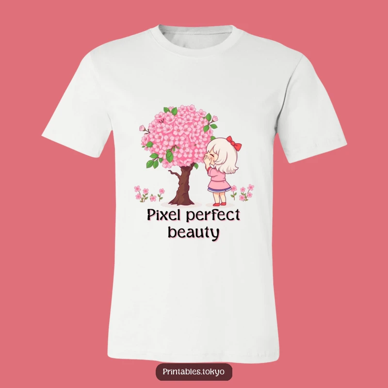 Funny Pixel Flower T-Shirt: Gamer's Cherry Blossom Tee, Ideal Geeky Gift