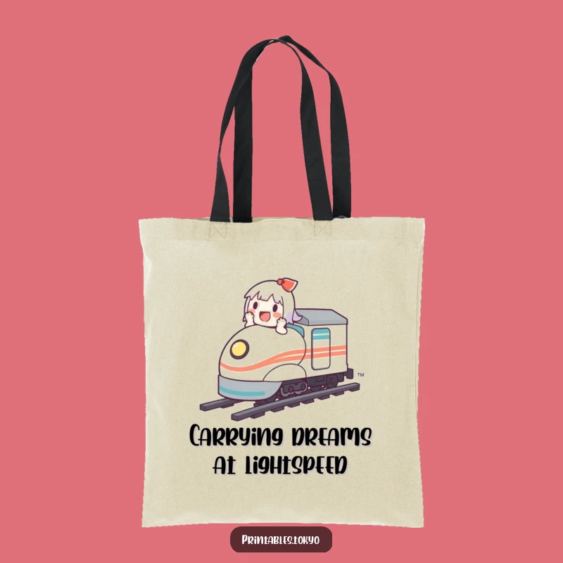 Funny Bullet Train Tote Bag: Cute Character's Travel Buddy, Stylish and Humorous