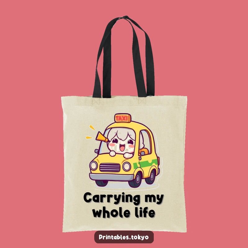 Funny Tiny Taxi Tote Bag: Cheerful Character Honking Horn, Stylish and Hilarious Accessory