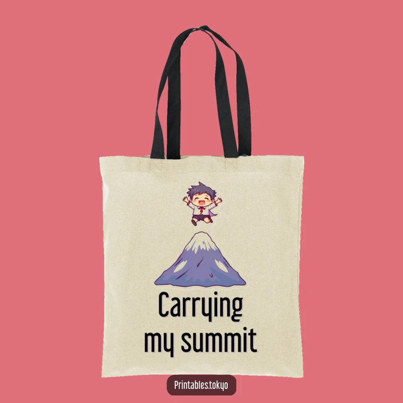 Funny Mount Fuji Leap Tote Bag: Joyful Character Carry-All - Great Gift!